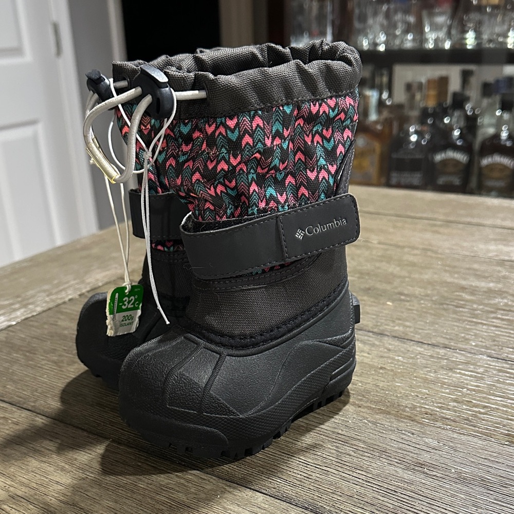 Columbia Kids' Snow Boots - Black and Pink Pattern